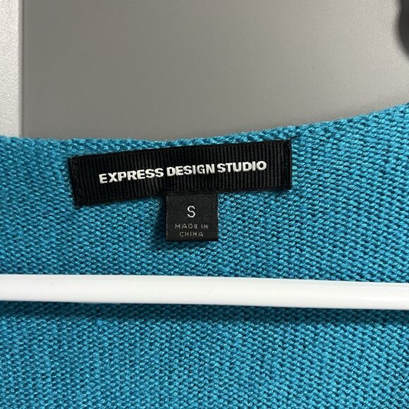 Express Design Studio Women Long Sleeve Tunic V-Neck Sweater Blue Small Academia - Picture 4 of 6